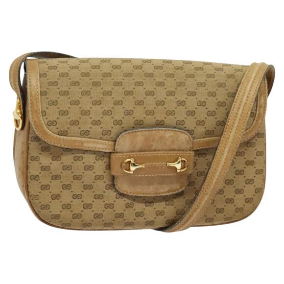 GUCCI Micro GG Canvas Shoulder Bag Beige Gold - Picture 1 of 16